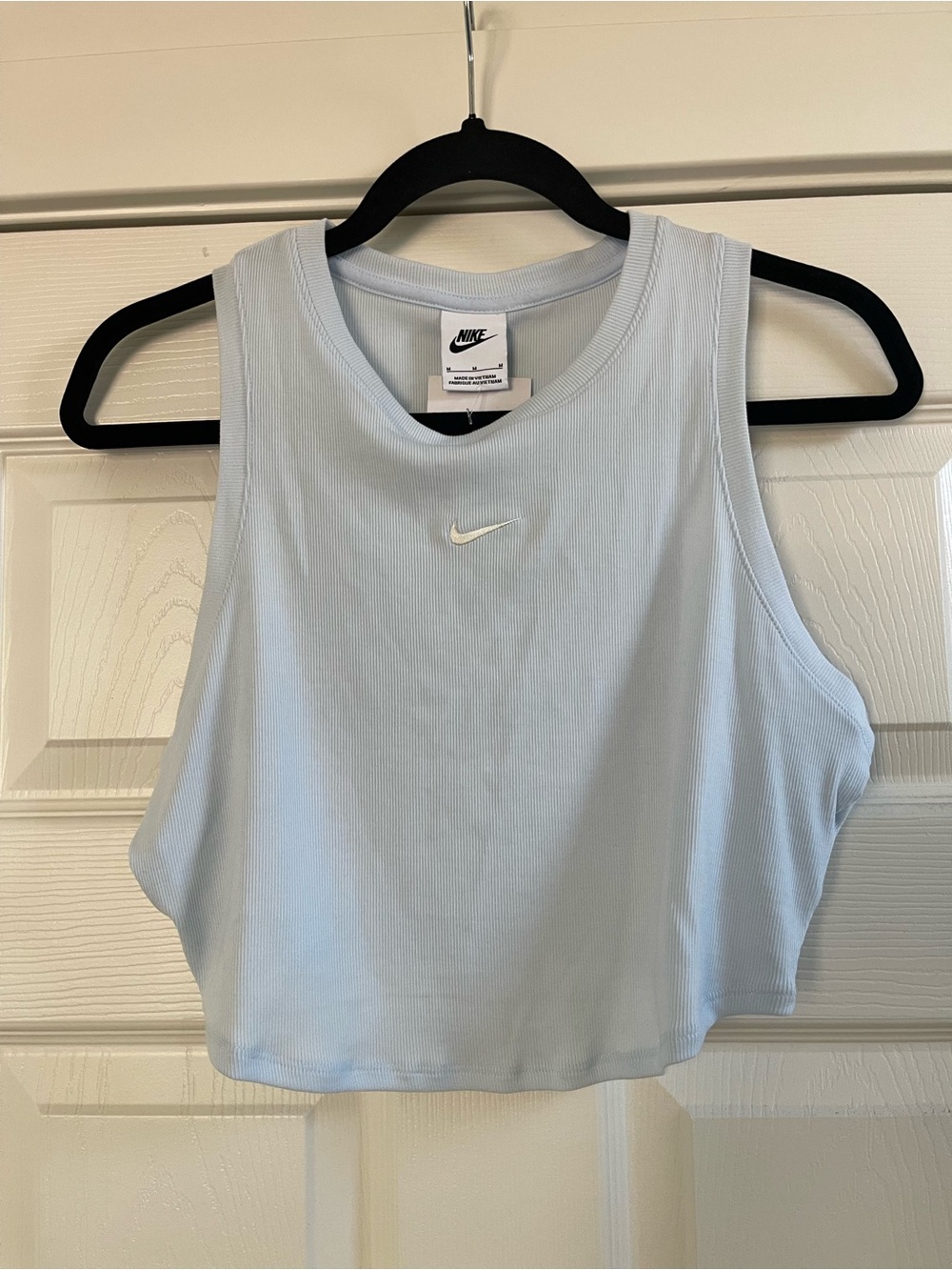 NWT Women’s Nike Cropped Ribbed Tank Top Light Blue Size M